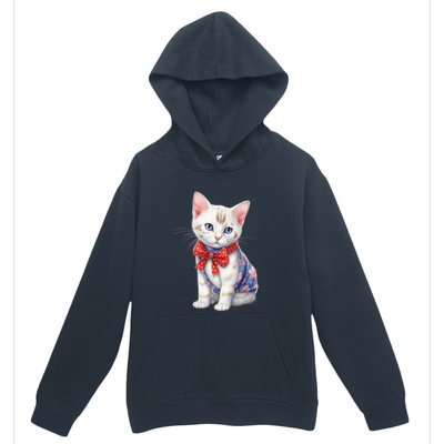 American Cat 4th Of July Cat Patriotic Cats Japanese Bobtail Kitten Urban Pullover Hoodie