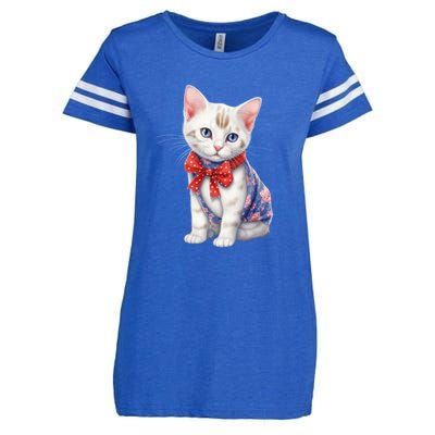 American Cat 4th Of July Cat Patriotic Cats Japanese Bobtail Kitten Enza Ladies Jersey Football T-Shirt