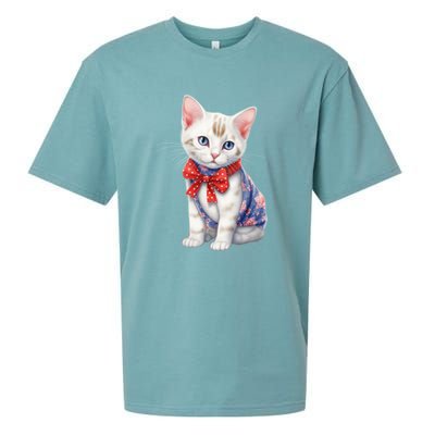 American Cat 4th Of July Cat Patriotic Cats Japanese Bobtail Kitten Sueded Cloud Jersey T-Shirt