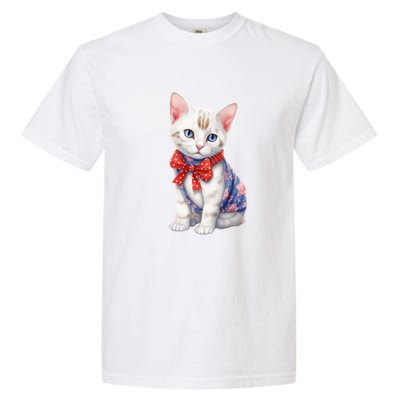 American Cat 4th Of July Cat Patriotic Cats Japanese Bobtail Kitten Garment-Dyed Heavyweight T-Shirt