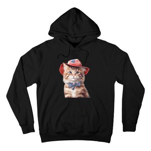 American Cat 4th Of July Cat Patriotic Cats Maine Coon Kitten Hoodie