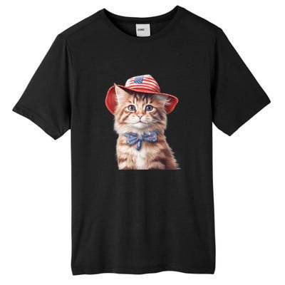 American Cat 4th Of July Cat Patriotic Cats Maine Coon Kitten Tall Fusion ChromaSoft Performance T-Shirt