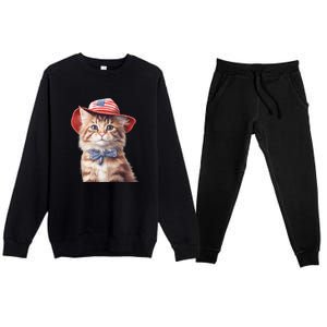 American Cat 4th Of July Cat Patriotic Cats Maine Coon Kitten Premium Crewneck Sweatsuit Set