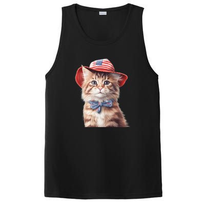 American Cat 4th Of July Cat Patriotic Cats Maine Coon Kitten PosiCharge Competitor Tank