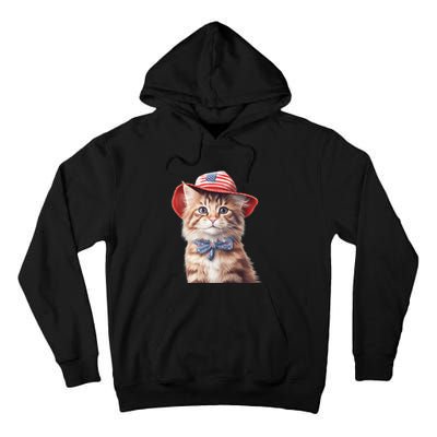 American Cat 4th Of July Cat Patriotic Cats Maine Coon Kitten Tall Hoodie