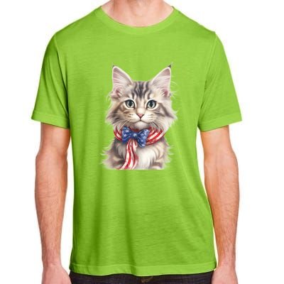 American Cat 4th Of July Cat Patriotic Cats Maine Coon Kitten Adult ChromaSoft Performance T-Shirt