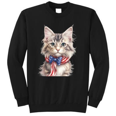 American Cat 4th Of July Cat Patriotic Cats Maine Coon Kitten Sweatshirt