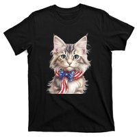 American Cat 4th Of July Cat Patriotic Cats Maine Coon Kitten T-Shirt