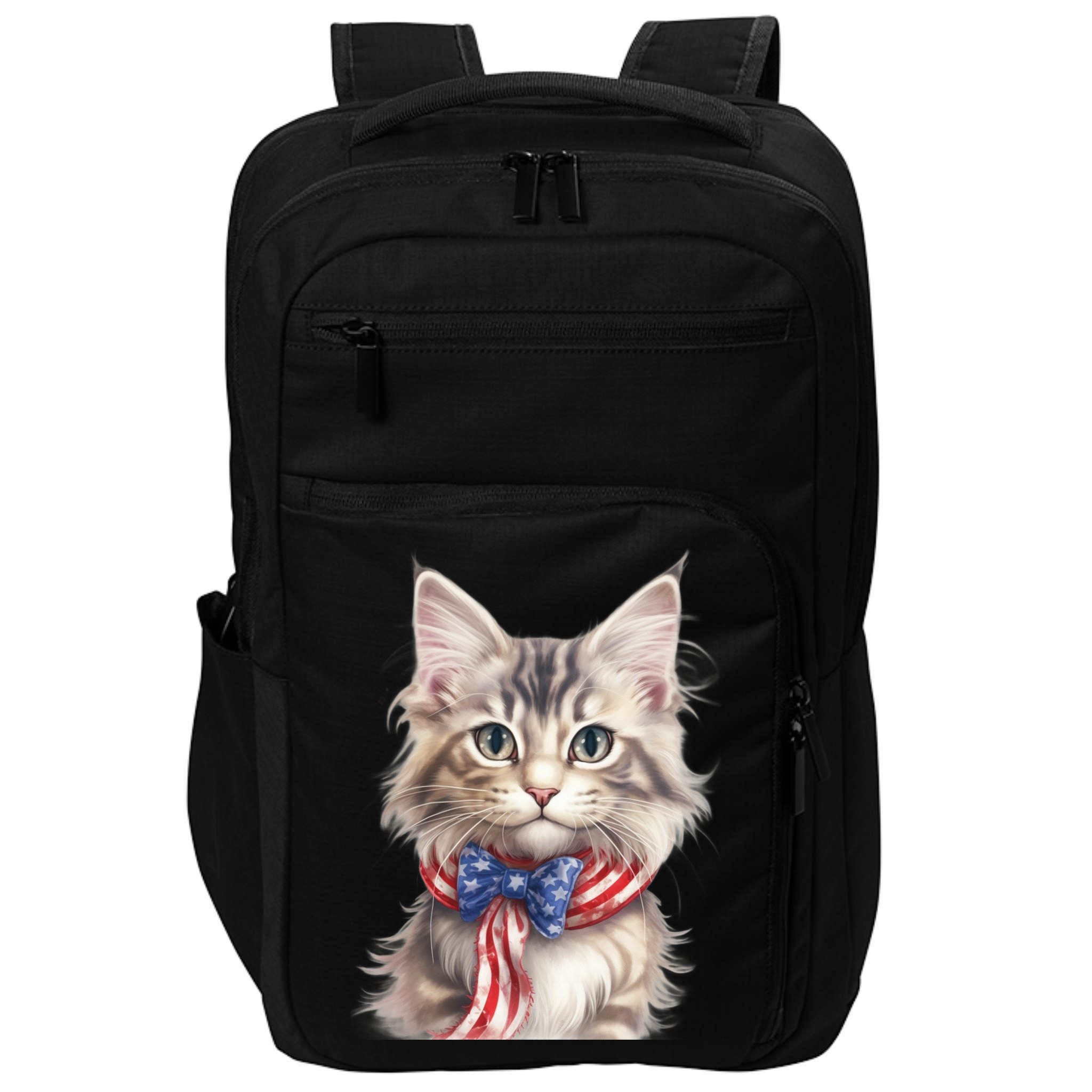 American Cat 4th Of July Cat Patriotic Cats Maine Coon Kitten Impact Tech Backpack