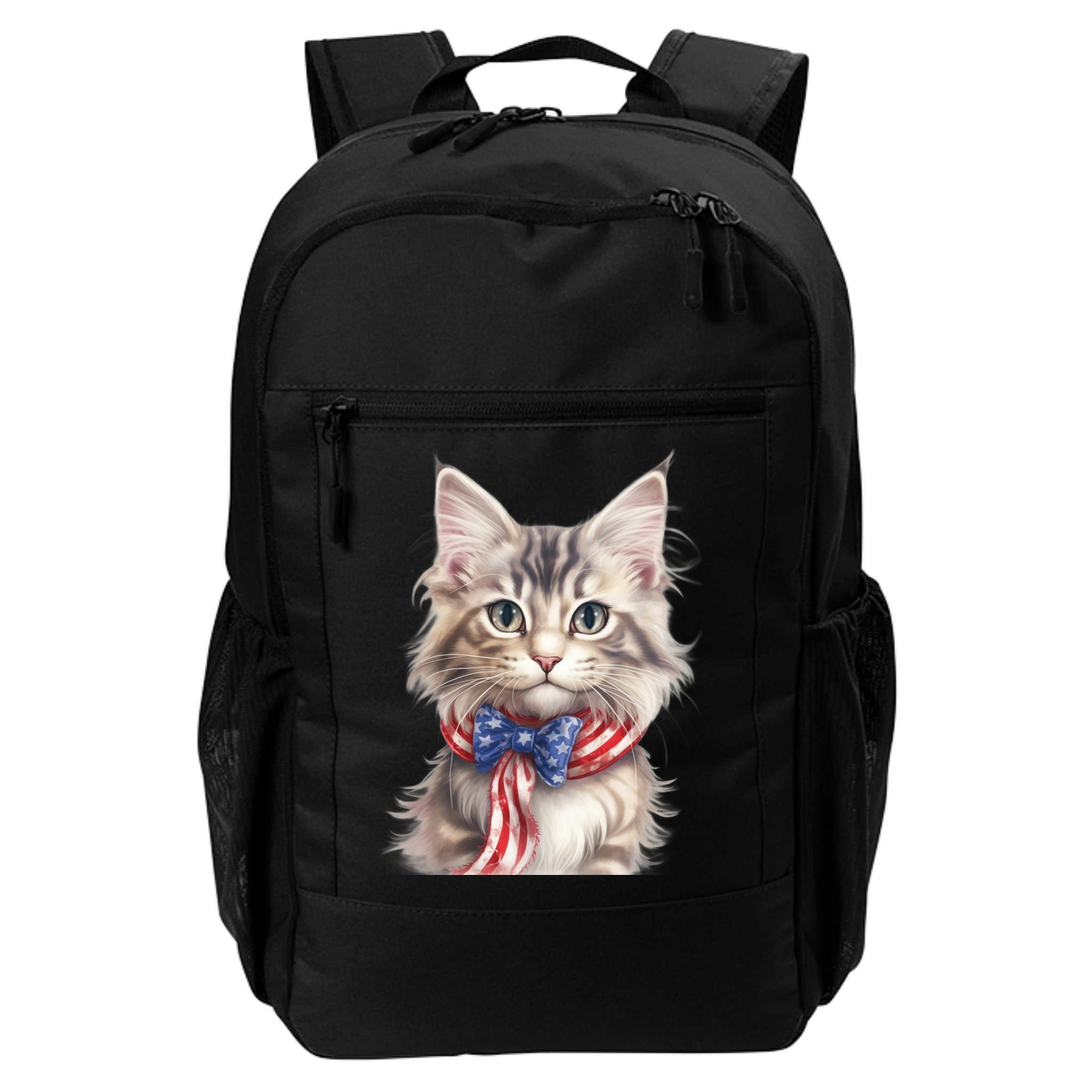 American Cat 4th Of July Cat Patriotic Cats Maine Coon Kitten Backpack