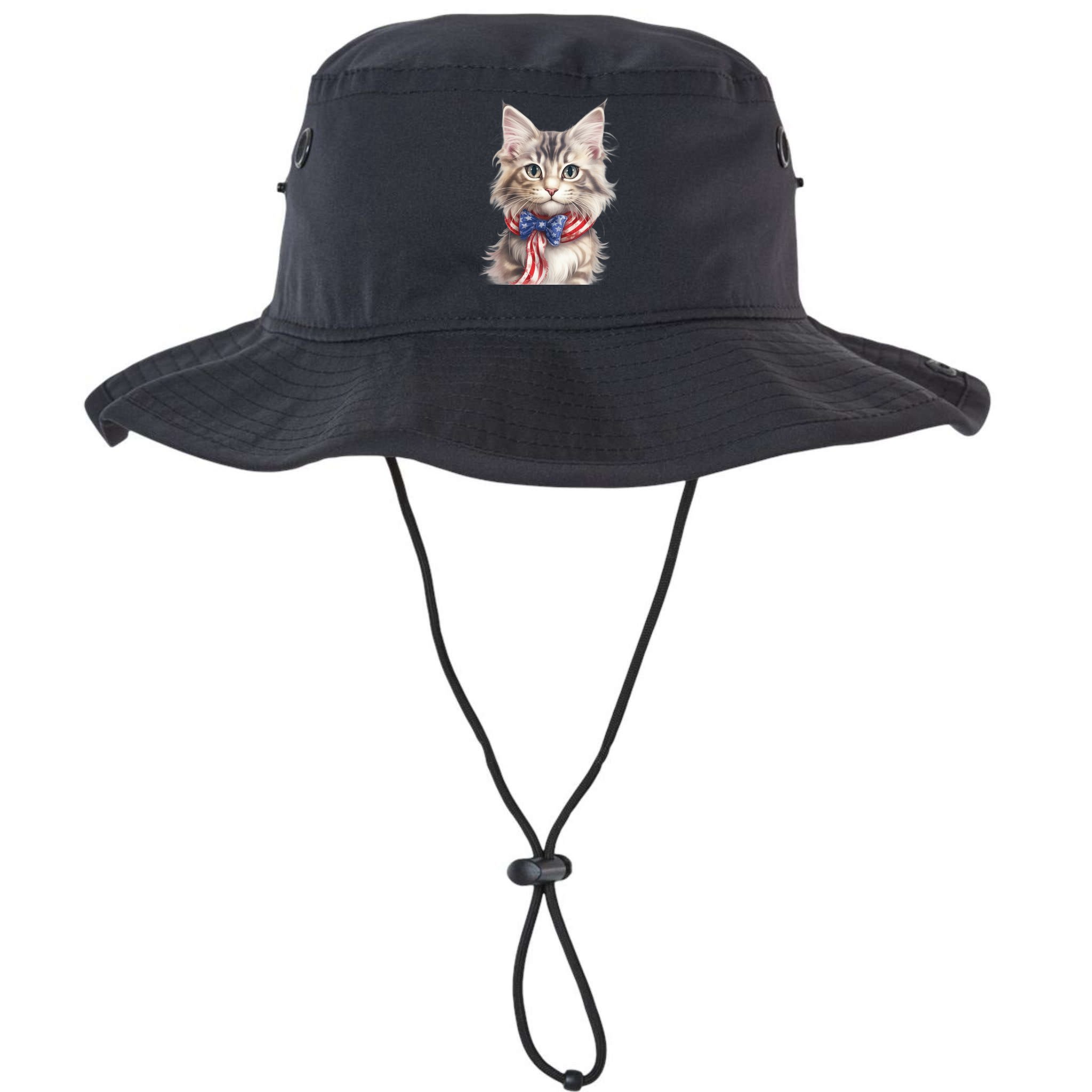American Cat 4th Of July Cat Patriotic Cats Maine Coon Kitten Bucket Hat