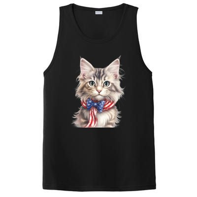 American Cat 4th Of July Cat Patriotic Cats Maine Coon Kitten PosiCharge Competitor Tank