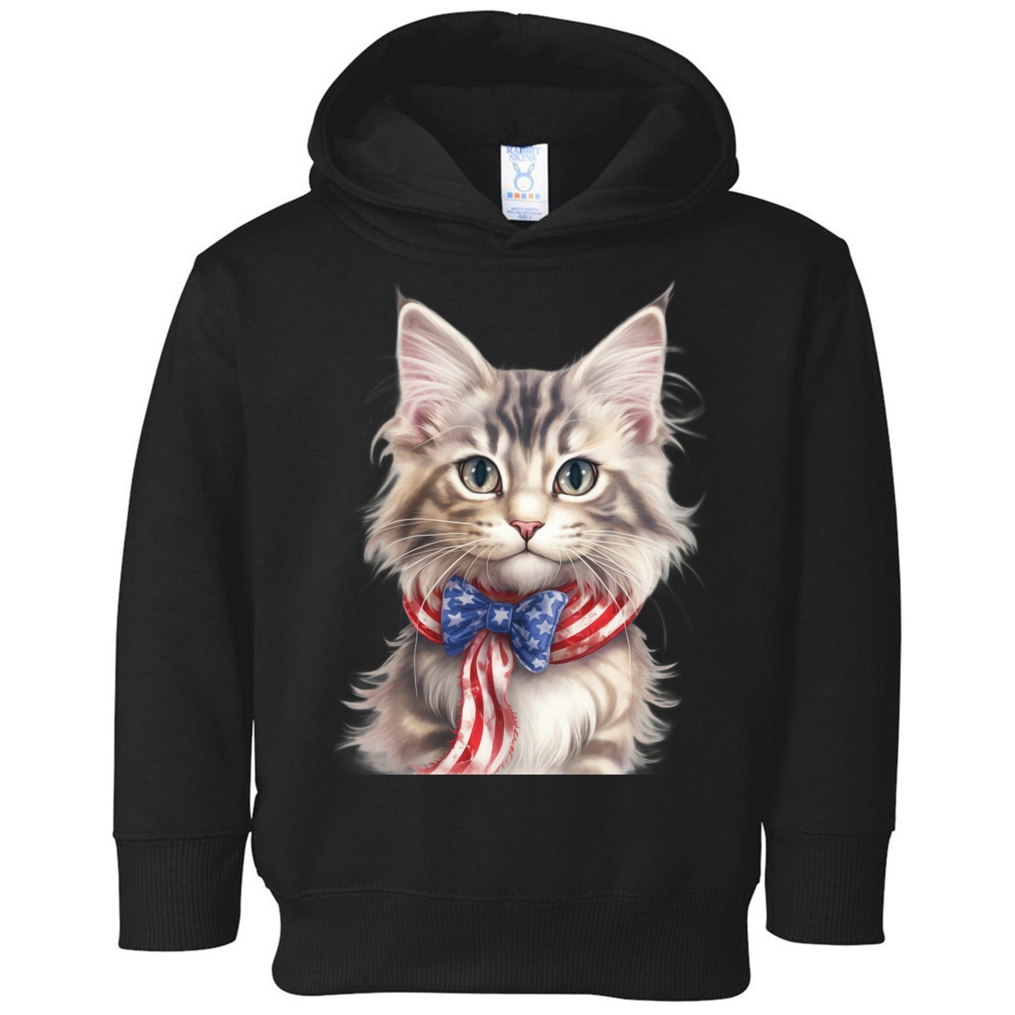 American Cat 4th Of July Cat Patriotic Cats Maine Coon Kitten Toddler Hoodie