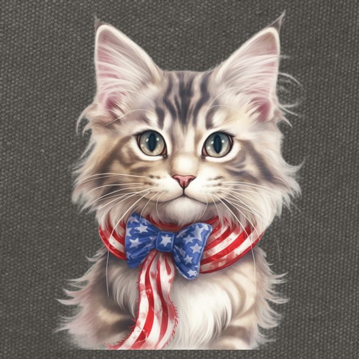 American Cat 4th Of July Cat Patriotic Cats Maine Coon Kitten Cotton Canvas Backpack
