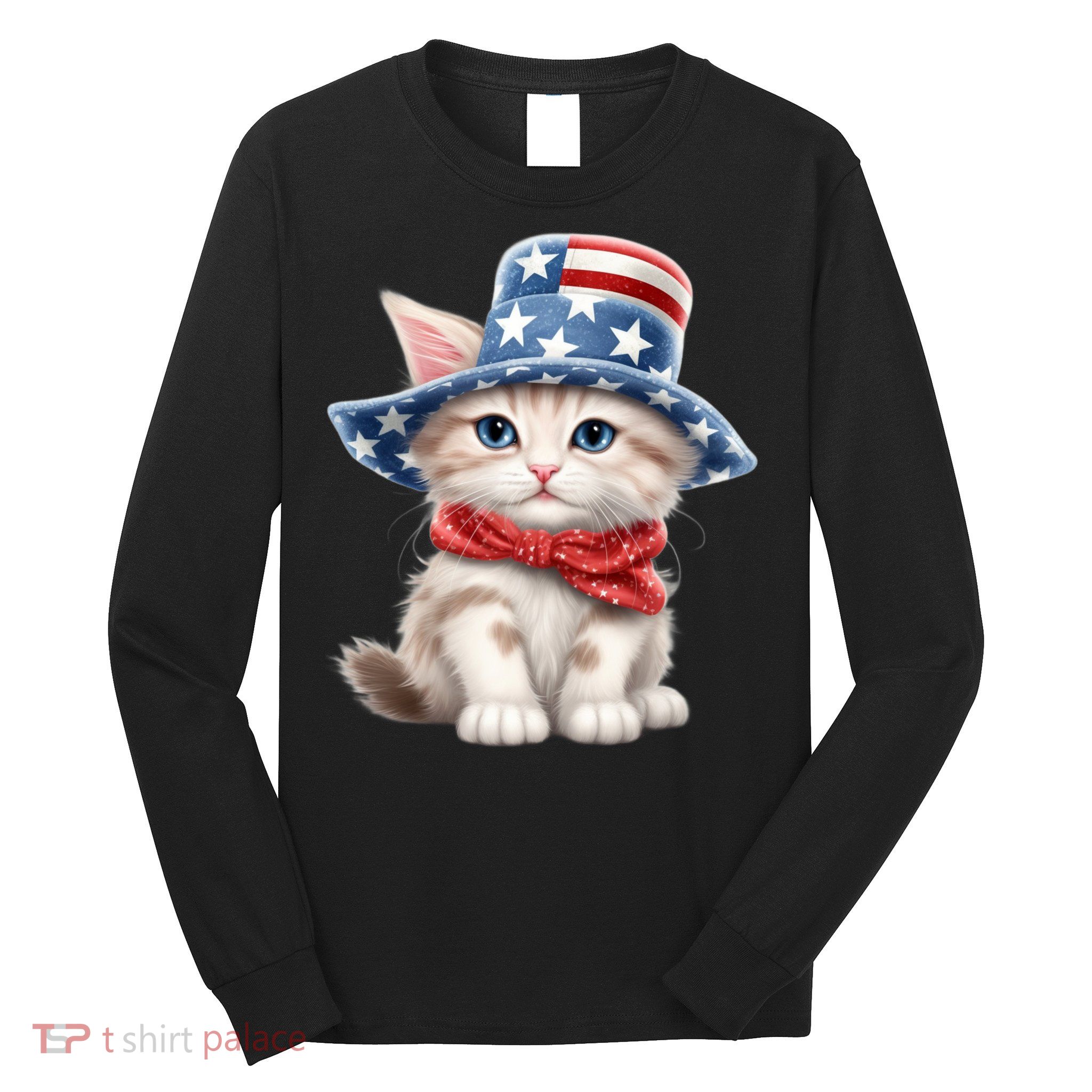 American Cat 4th Of July Cat Patriotic Cats Savannah Kitten Long Sleeve Shirt