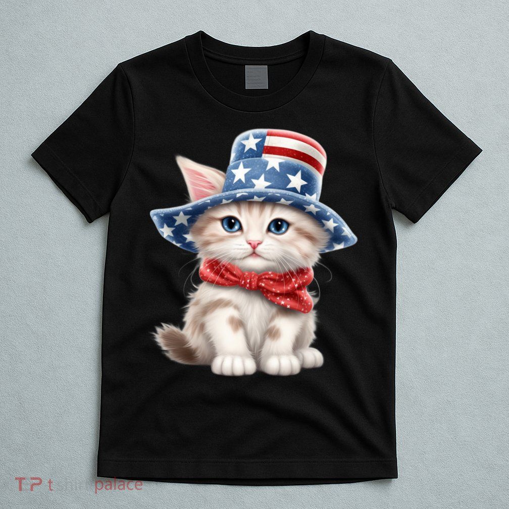American Cat 4th Of July Cat Patriotic Cats Savannah Kitten T-Shirt