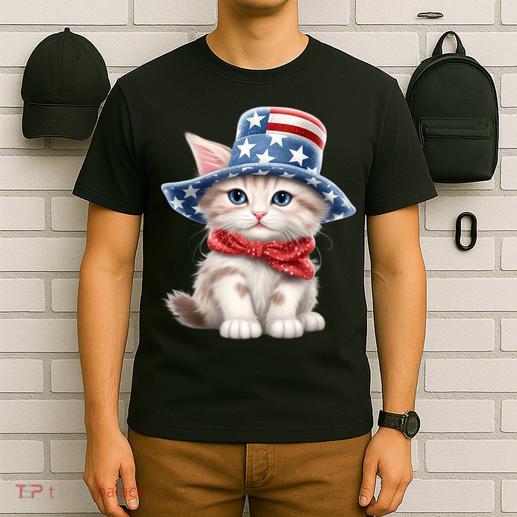 American Cat 4th Of July Cat Patriotic Cats Savannah Kitten T-Shirt