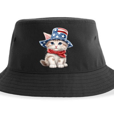 American Cat 4th Of July Cat Patriotic Cats Savannah Kitten Sustainable Bucket Hat
