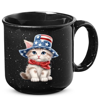 American Cat 4th Of July Cat Patriotic Cats Savannah Kitten 15oz Campfire Ceramic Mug