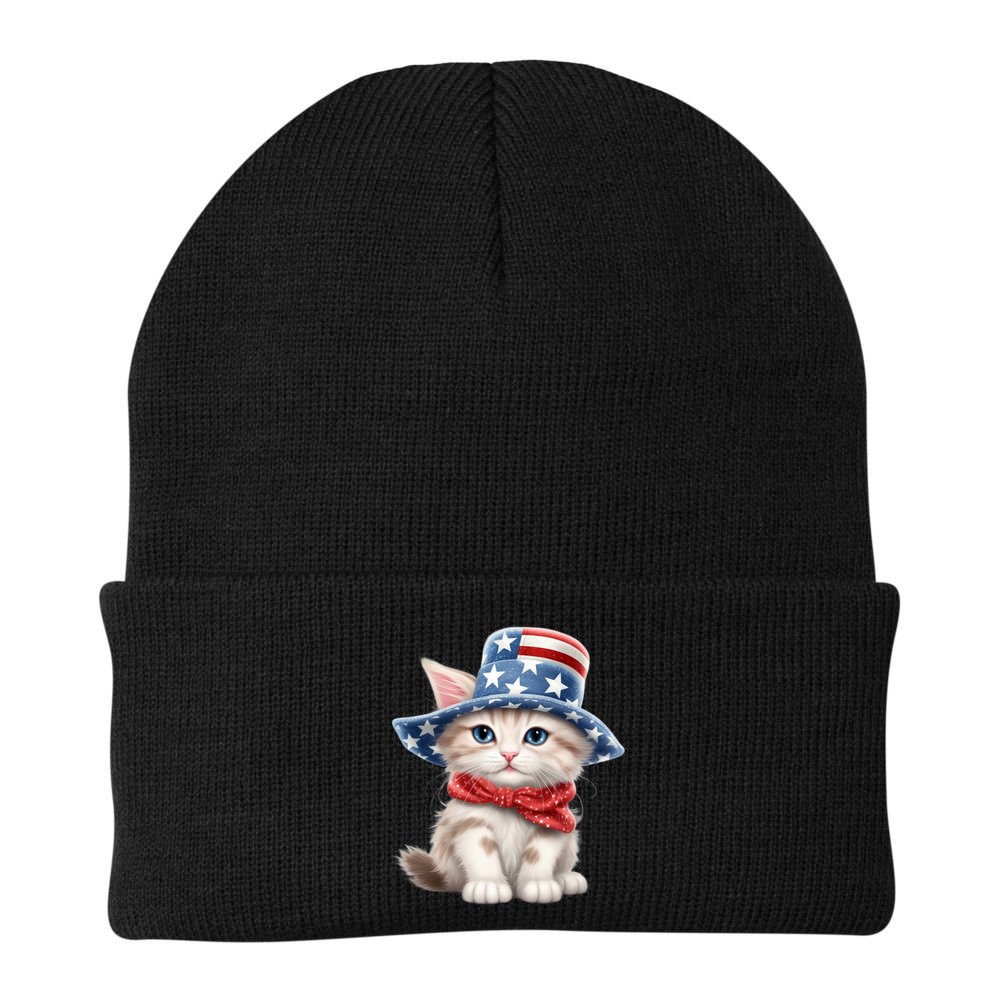 American Cat 4th Of July Cat Patriotic Cats Savannah Kitten Beanie