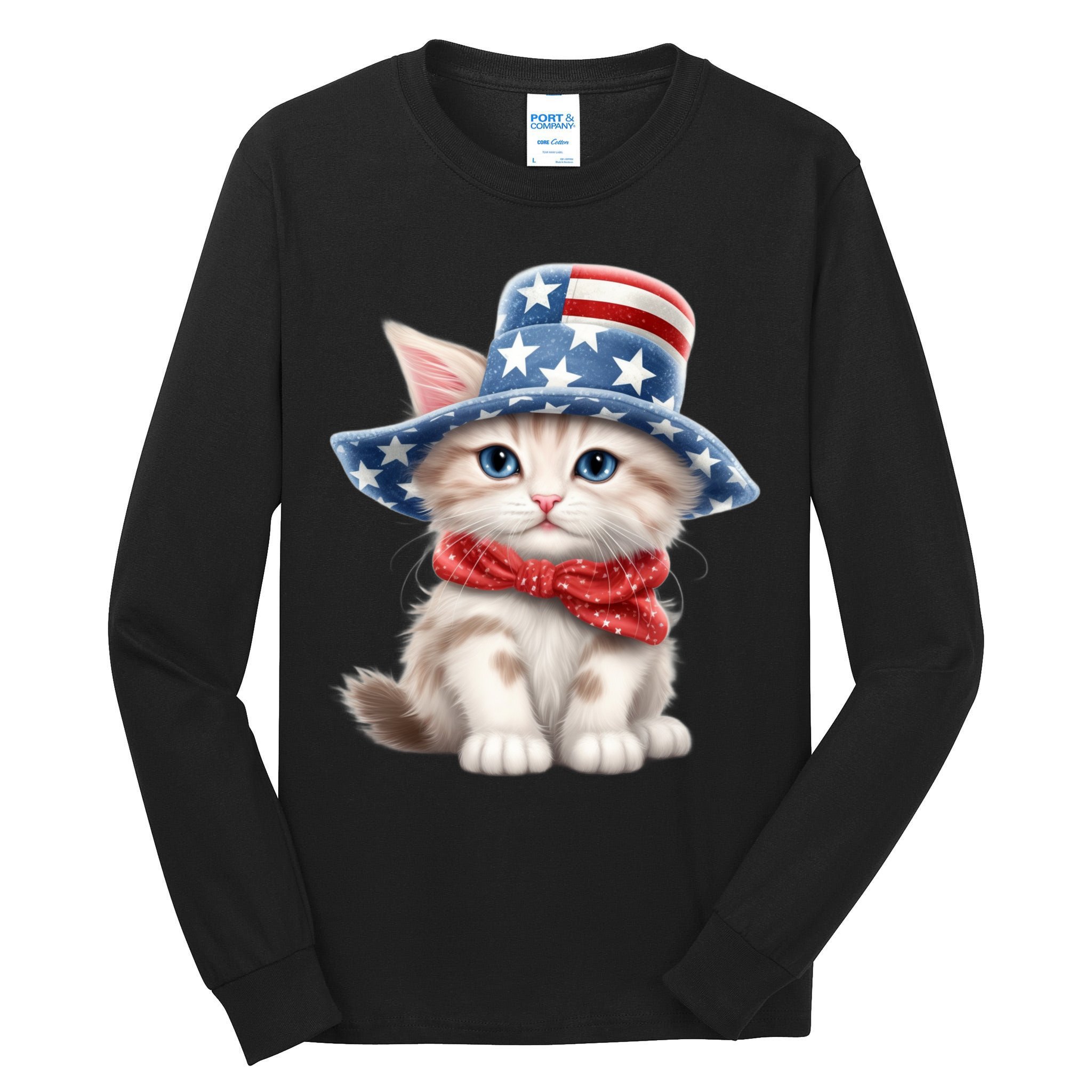 American Cat 4th Of July Cat Patriotic Cats Savannah Kitten Tall Long Sleeve T-Shirt