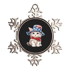 American Cat 4th Of July Cat Patriotic Cats Savannah Kitten Metallic Star Ornament