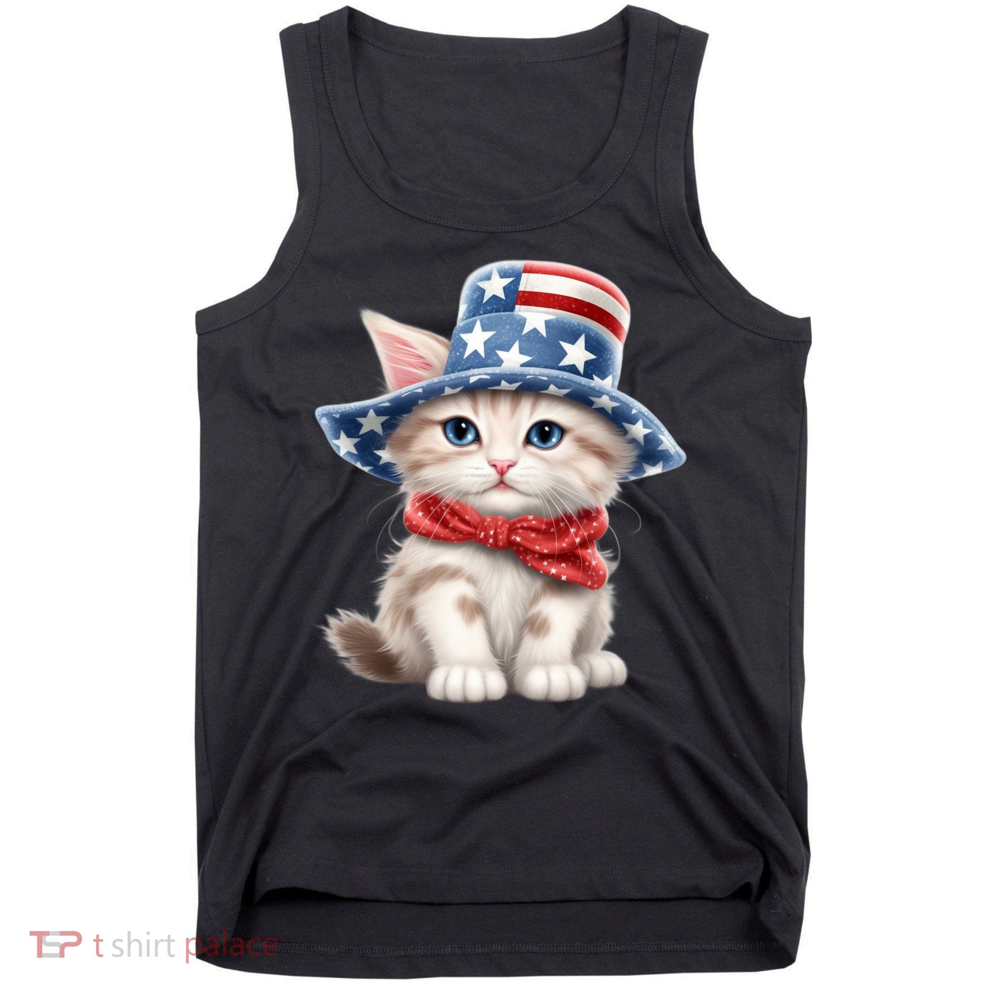 American Cat 4th Of July Cat Patriotic Cats Savannah Kitten Tank Top