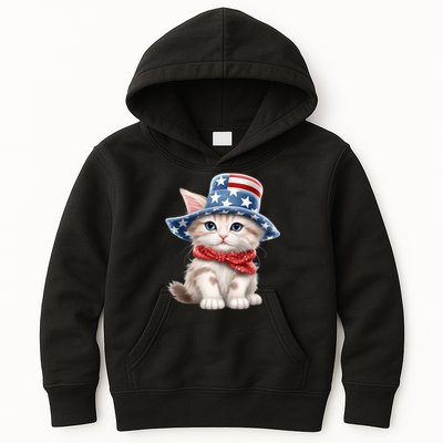American Cat 4th Of July Cat Patriotic Cats Savannah Kitten Kids Hoodie