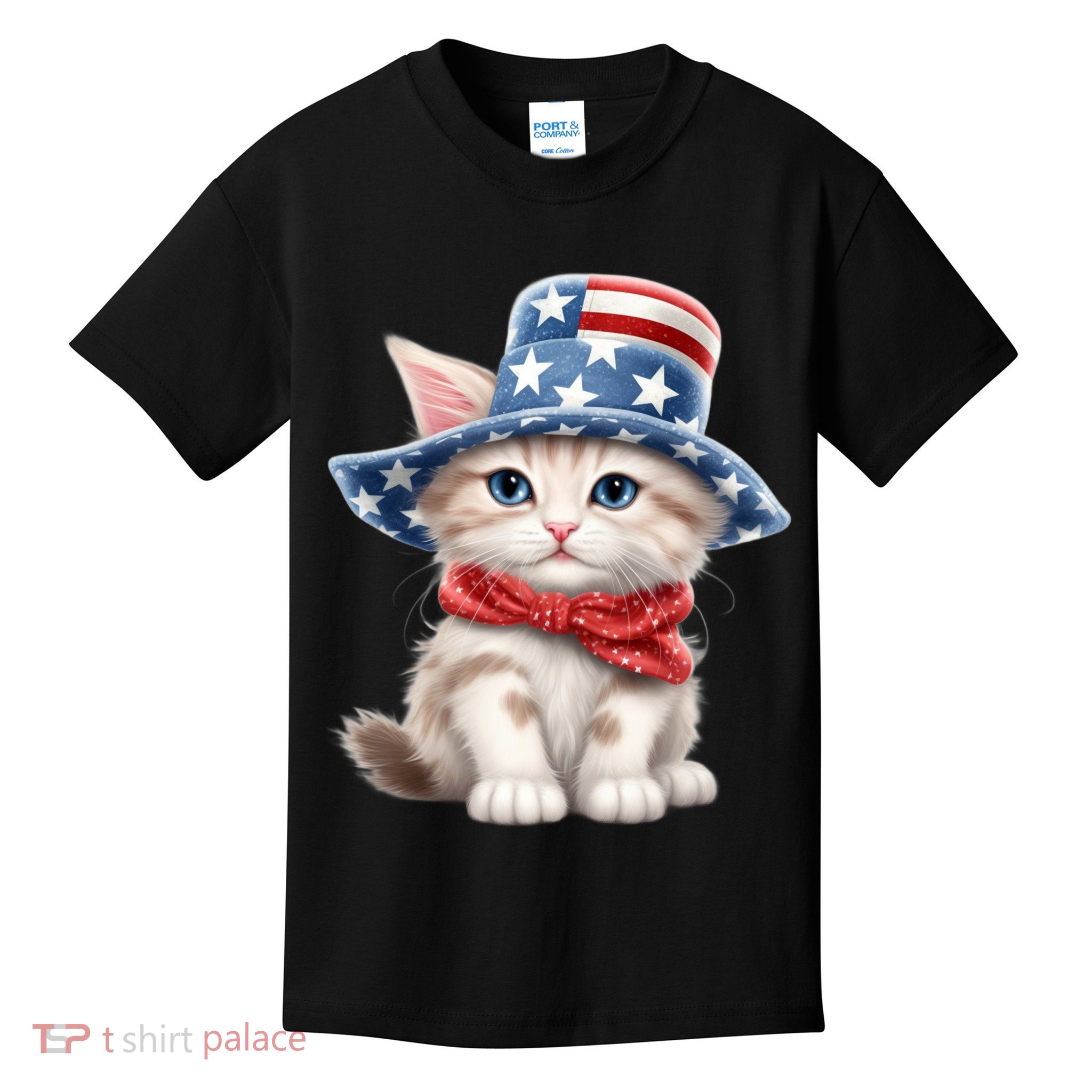 American Cat 4th Of July Cat Patriotic Cats Savannah Kitten Kids T-Shirt