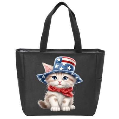 American Cat 4th Of July Cat Patriotic Cats Savannah Kitten Zip Tote Bag