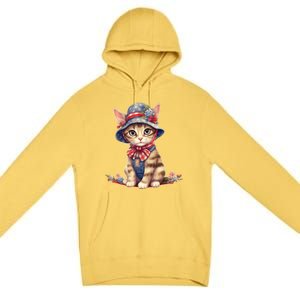 American Cat 4th Of July Cat Patriotic Cats Savannah Kitten Premium Pullover Hoodie