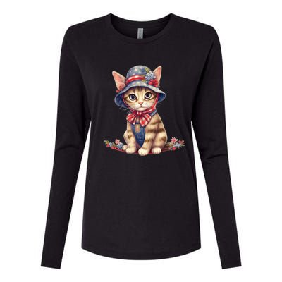 American Cat 4th Of July Cat Patriotic Cats Savannah Kitten Womens Cotton Relaxed Long Sleeve T-Shirt