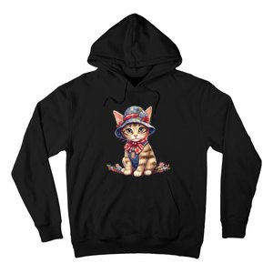 American Cat 4th Of July Cat Patriotic Cats Savannah Kitten Hoodie