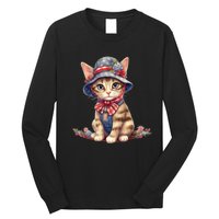 American Cat 4th Of July Cat Patriotic Cats Savannah Kitten Long Sleeve Shirt