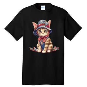 American Cat 4th Of July Cat Patriotic Cats Savannah Kitten Tall T-Shirt