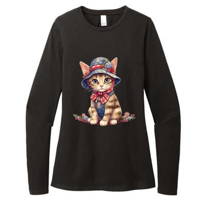 American Cat 4th Of July Cat Patriotic Cats Savannah Kitten Womens CVC Long Sleeve Shirt