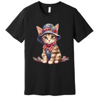 American Cat 4th Of July Cat Patriotic Cats Savannah Kitten Premium T-Shirt