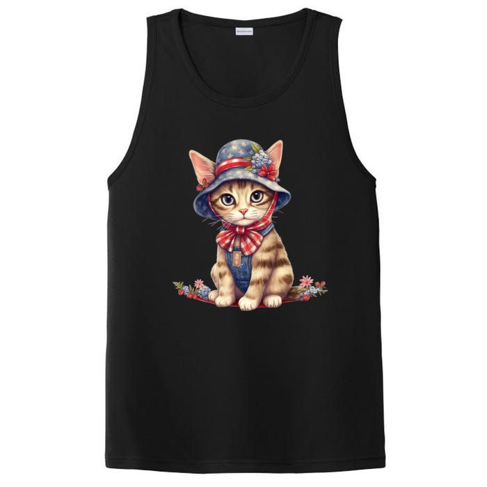 American Cat 4th Of July Cat Patriotic Cats Savannah Kitten PosiCharge Competitor Tank