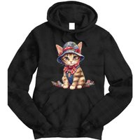 American Cat 4th Of July Cat Patriotic Cats Savannah Kitten Tie Dye Hoodie