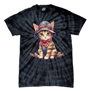 American Cat 4th Of July Cat Patriotic Cats Savannah Kitten Tie-Dye T-Shirt