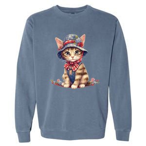 American Cat 4th Of July Cat Patriotic Cats Savannah Kitten Garment-Dyed Sweatshirt