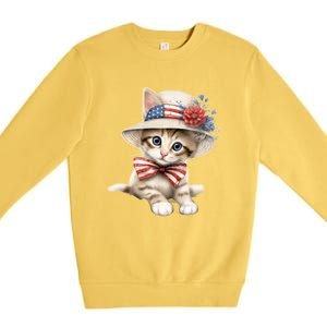 American Cat 4th Of July Cat Patriotic Cats Savannah Kitten Premium Crewneck Sweatshirt