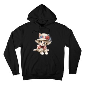 American Cat 4th Of July Cat Patriotic Cats Savannah Kitten Hoodie