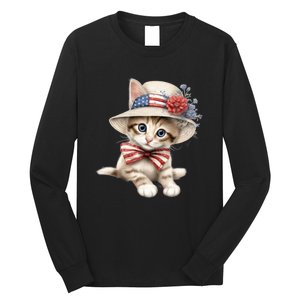 American Cat 4th Of July Cat Patriotic Cats Savannah Kitten Long Sleeve Shirt