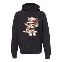 American Cat 4th Of July Cat Patriotic Cats Savannah Kitten Premium Hoodie