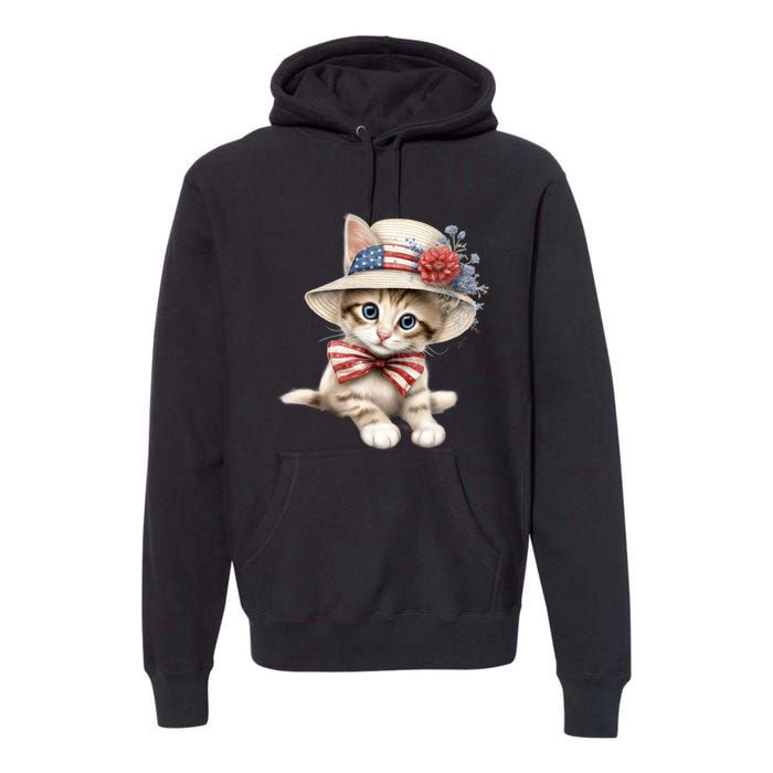 American Cat 4th Of July Cat Patriotic Cats Savannah Kitten Premium Hoodie