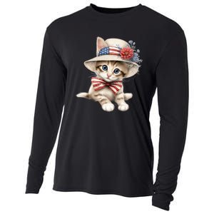 American Cat 4th Of July Cat Patriotic Cats Savannah Kitten Cooling Performance Long Sleeve Crew