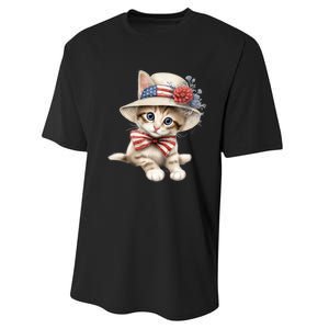 American Cat 4th Of July Cat Patriotic Cats Savannah Kitten Performance Sprint T-Shirt