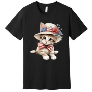 American Cat 4th Of July Cat Patriotic Cats Savannah Kitten Premium T-Shirt