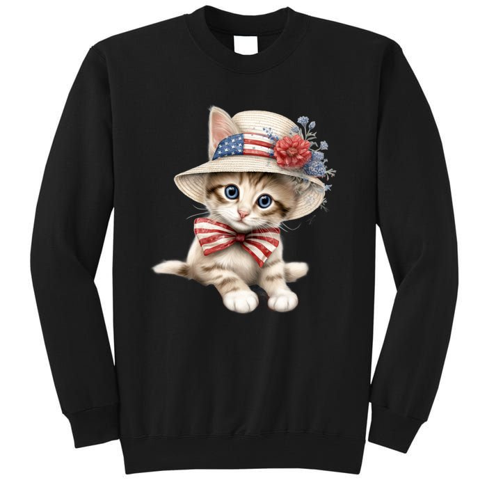 American Cat 4th Of July Cat Patriotic Cats Savannah Kitten Tall Sweatshirt